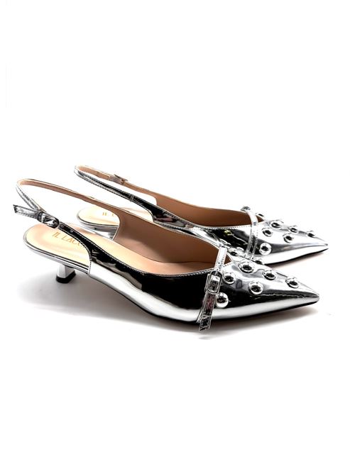 Slingback donna specchiata con borchie IL LACCIO | 574SPACEARGENTO